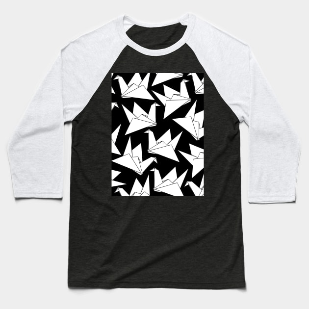 Origami Crane Black Baseball T-Shirt by Sketchbook ni Abi